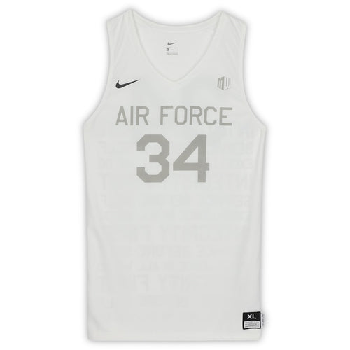 Air Force Falcons Nike Team-Issued #34 White & Gray Jersey from the Basketball Program - Size XL+2