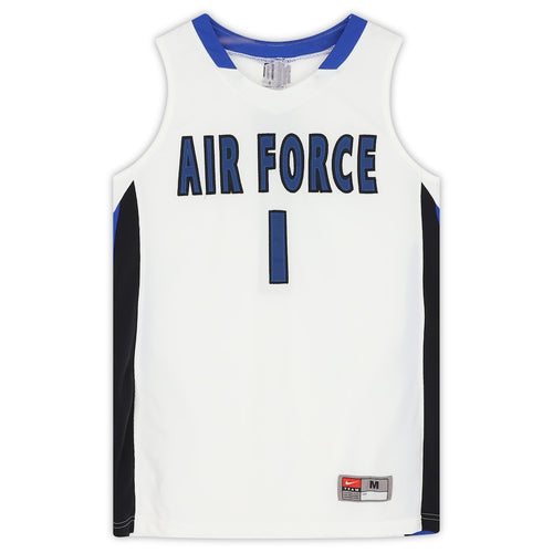 Air Force Falcons Team-Issued #1 White Blue and Black Jersey from the Basketball Program - Size M