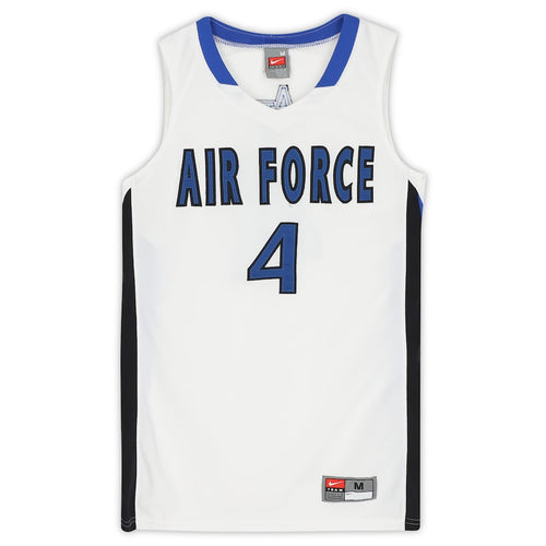 Air Force Falcons Team-Issued #4 White Blue and Black Jersey from the Basketball Program - Size M