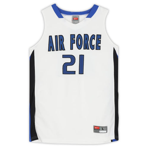 Air Force Falcons Team-Issued #21 White Blue and Black Jersey from the Basketball Program - Size L