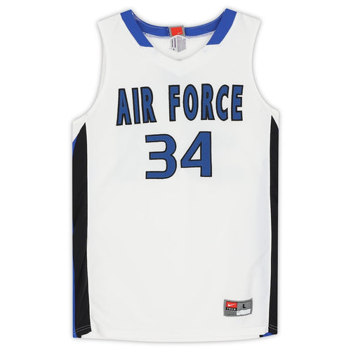 Air Force Falcons Team-Issued #34 White Blue and Black Jersey from the Basketball Program - Size L