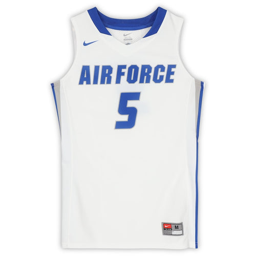 Air Force Falcons Nike Team-Issued #5 White & Royal Jersey from the Basketball Program - Size M