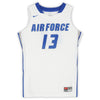 Air Force Falcons Nike Team-Issued #13 White & Royal Jersey from the Basketball Program - Size L