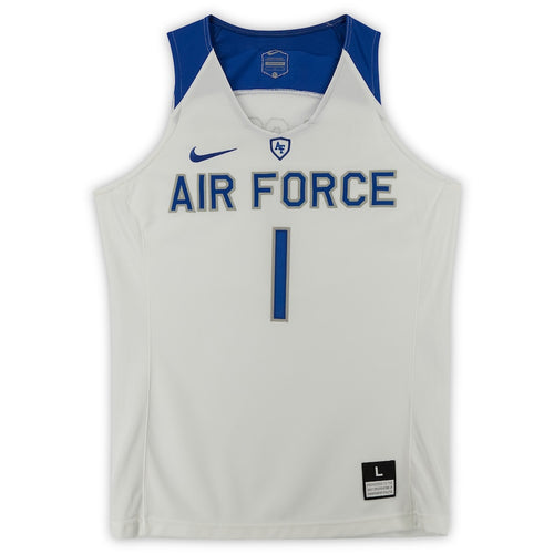 Air Force Falcons Team-Issued #1 White Blue and Gray Jersey from the Basketball Program - Size L