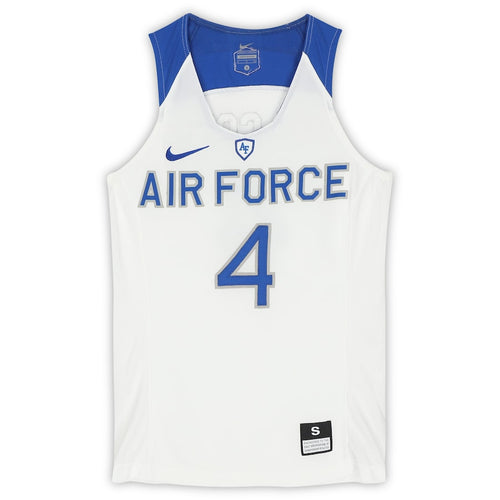Air Force Falcons Nike Team-Issued #4 White Royal & Gray Jersey from the Basketball Program - Size S