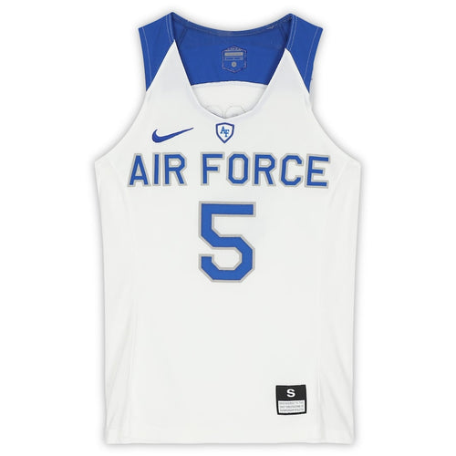 Air Force Falcons Nike Team-Issued #5 White Royal & Gray Jersey from the Basketball Program - Size S