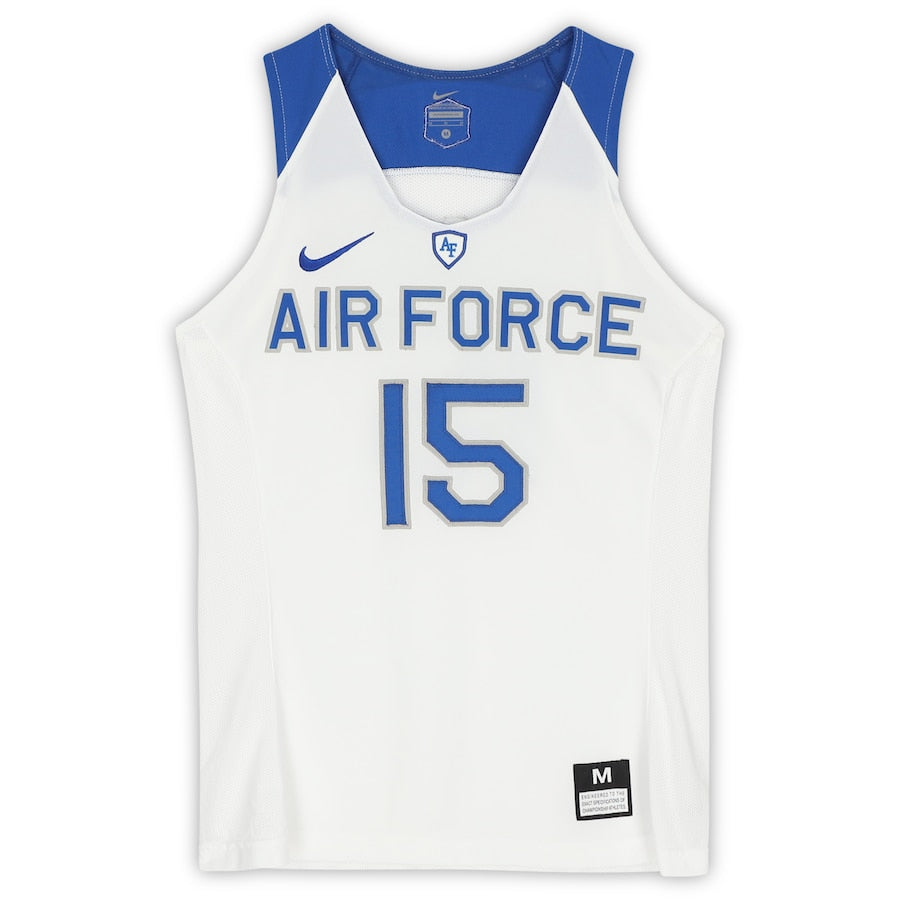 Air Force Falcons Nike Team-Issued #15 White Royal & Gray Jersey from the Basketball Program - Size M