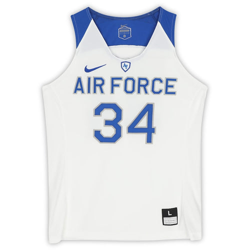 Air Force Falcons Team-Issued #34 White Blue and Gray Jersey from the Basketball Program - Size L