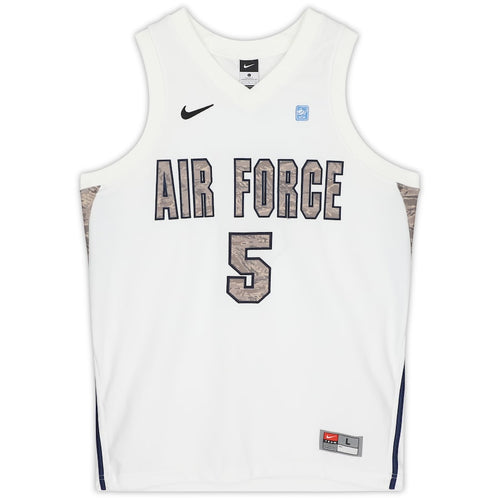 Air Force Falcons Nike Team-Issued #5 White & Green Camouflage Jersey from the Basketball Program - Size L