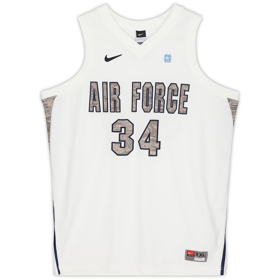 Air Force Falcons Nike Team-Issued #34 White & Green Camouflage Jersey from the Basketball Program - Size 2XL