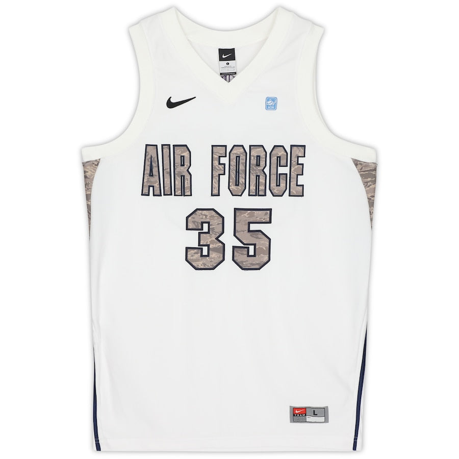 Air Force Falcons Nike Team-Issued #35 White & Green Camouflage Jersey from the Basketball Program - Size L