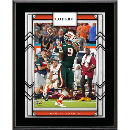 Brevin Jordan Miami Hurricanes 10.5'' x 13'' Sublimated Player Plaque