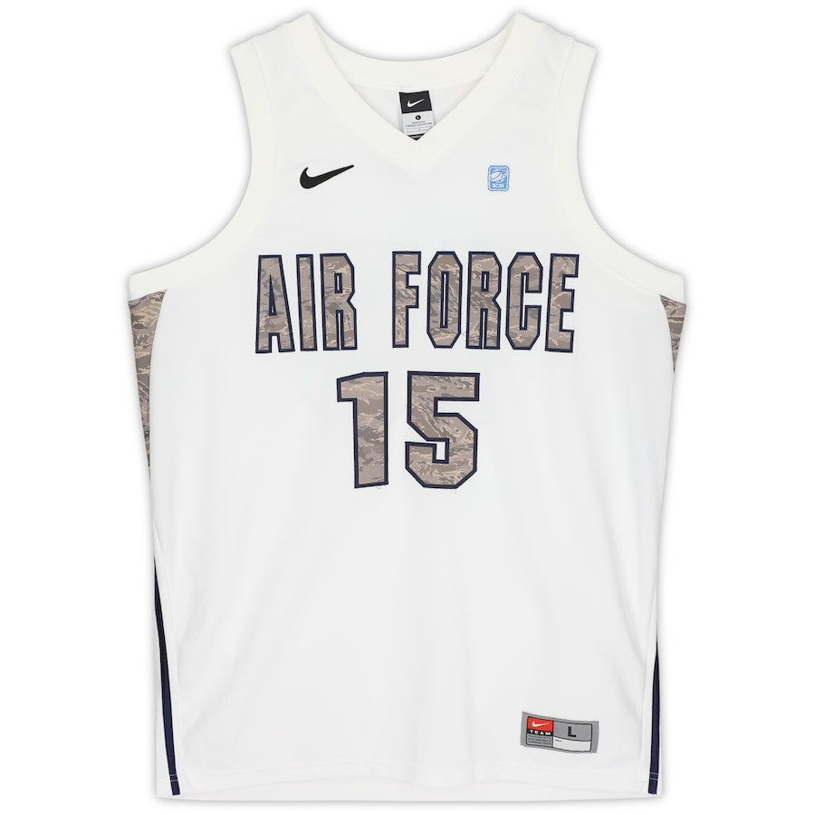 Air Force Falcons Nike Team-Issued #15 White & Green Camouflage Jersey from the Basketball Program