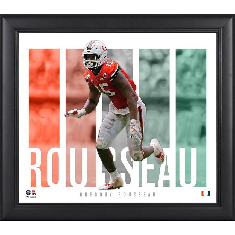 Greg Rousseau Miami Hurricanes Framed 15'' x 17'' Player Panel Collage