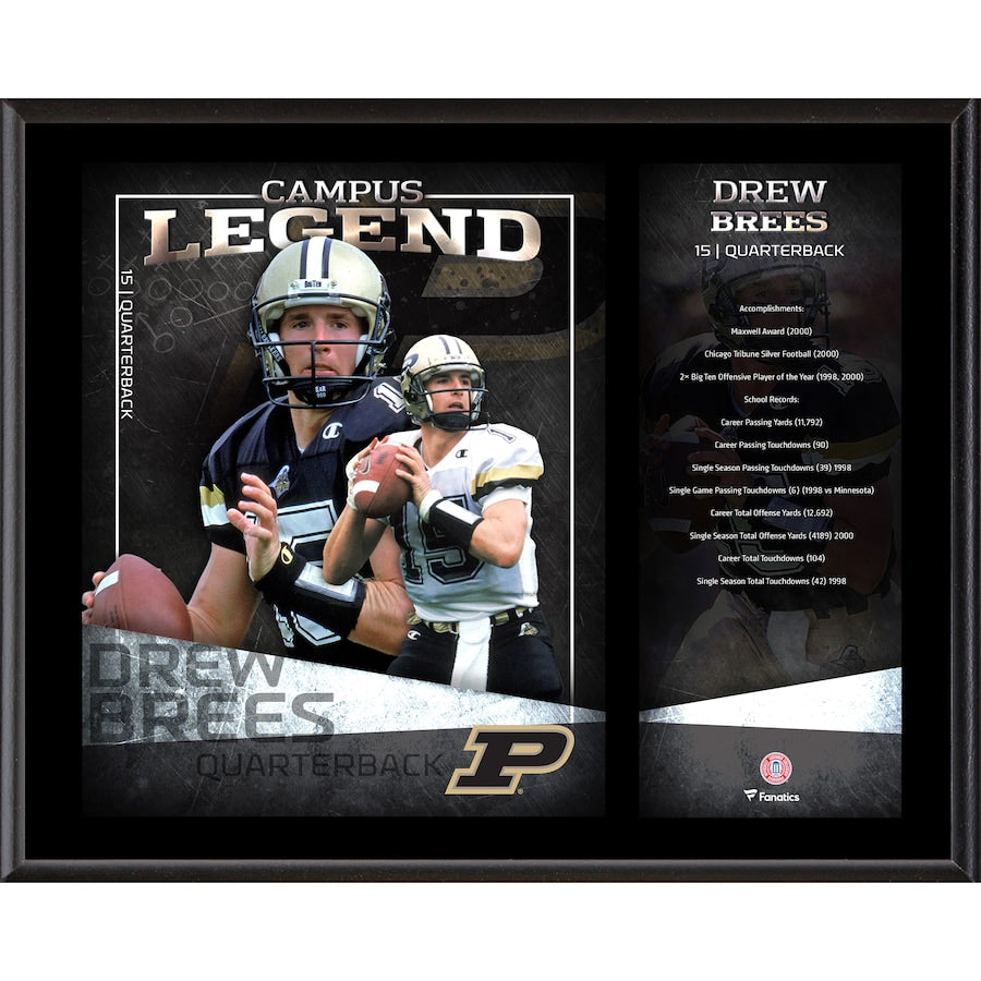 Drew Brees Purdue Boilermakers 12'' x 15'' Campus Legend Sublimated Player Plaque
