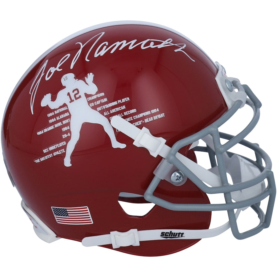 Joe Namath Alabama Crimson Tide Autographed Schutt Themed Mini Helmet