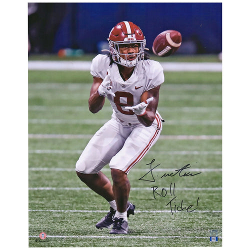 John Metchie Alabama Crimson Tide Autographed 16'' x 20'' SEC Championship Catch Photograph with ''Roll Tide'' Inscription