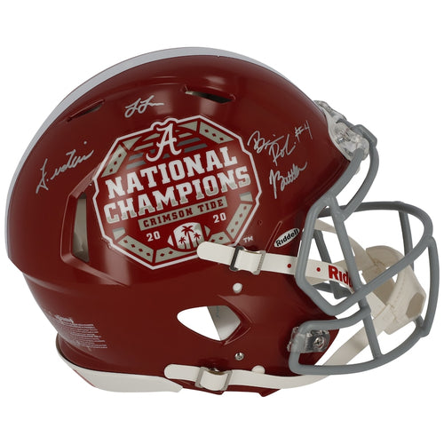 Brian Robinson John Metchie Jordan Battle & Josh Jobe Alabama Crimson Tide Autographed Riddell College Football Playoffs 2020 National Champions Logo Speed Authentic Helmet