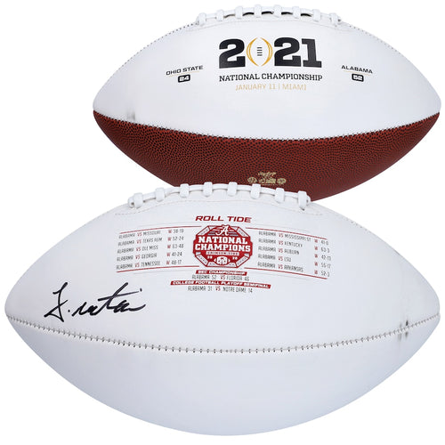 John Metchie Alabama Crimson Tide Autographed College Football Playoffs 2020 National Champions White Panel Football