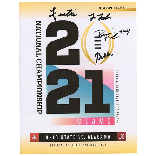 Josh Jobe John Metchie Brian Robinson & Jordan Battle Alabama Crimson Tide Autographed 2021 National Championship Gameday Program