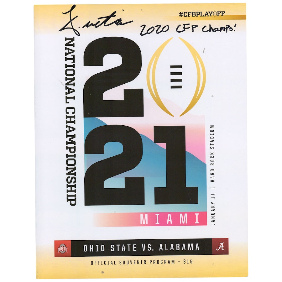 John Metchie Alabama Crimson Tide Autographed 2021 National Championship Gameday Program with ''2020 CFP Champs'' Inscription