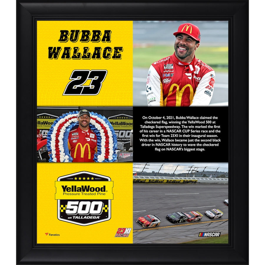 Bubba Wallace Framed 15'' x 17'' 2021 YellaWood 500 First Win Collage