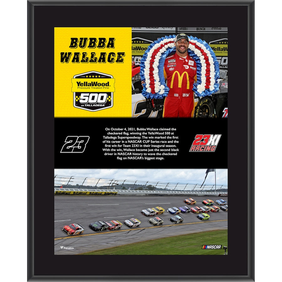 Bubba Wallace 10.5'' x 13'' 2021 YellaWood 500 First Win Sublimated Plaque