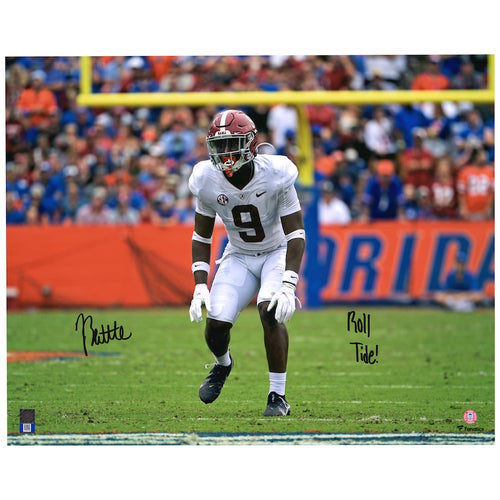 Jordan Battle Alabama Crimson Tide Autographed 16'' x 20'' White Jersey Photograph with ''Roll Tide!'' Inscription
