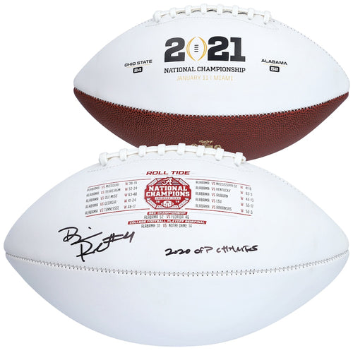Brian Robinson Alabama Crimson Tide Autographed 2020 CFP Champions White Panel Football with ''2020 CFP Champs'' Inscription