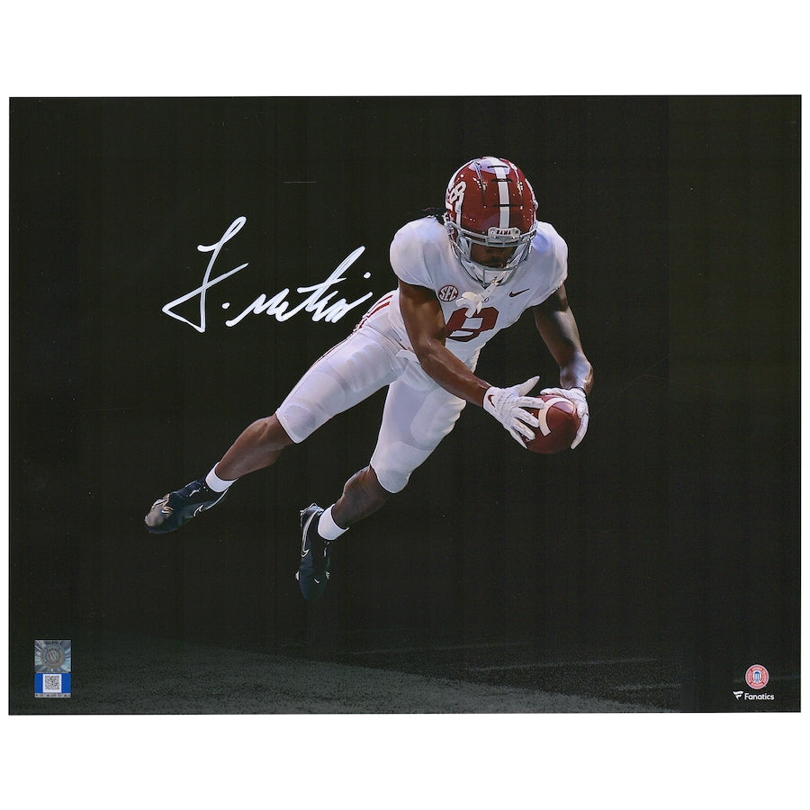 John Metchie Alabama Crimson Tide Autographed 11'' x 14'' Pylon Dive Spotlight Photograph