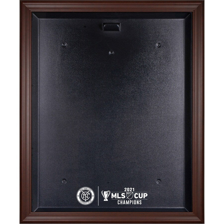 New York City FC 2021 MLS Cup Champions Brown Framed Team Logo Jersey Display Case