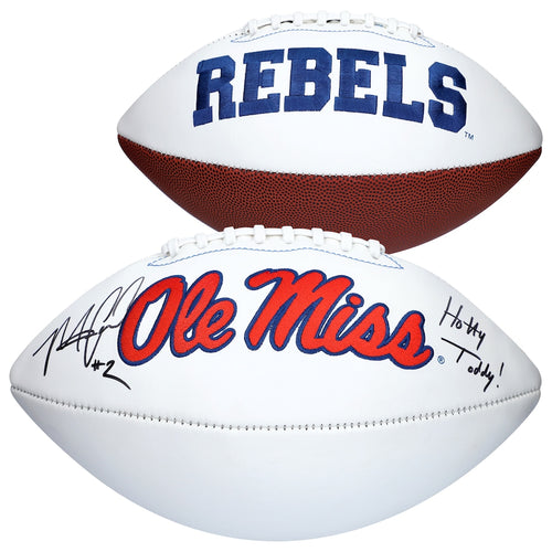 Matt Corral Ole Miss Rebels Autographed White Panel Football with ''Hotty Toddy!'' Inscription
