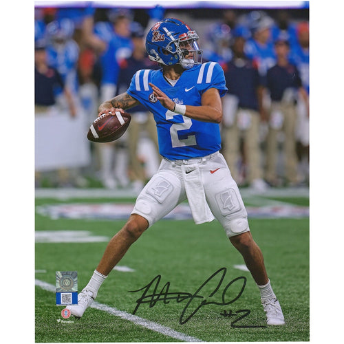 Matt Corral Ole Miss Rebels Autographed 8'' x 10'' Looking To Pass Photograph