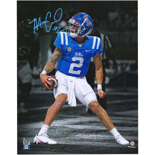 Matt Corral Ole Miss Rebels Autographed 11'' x 14'' Touchdown Celebration Spotlight Photograph