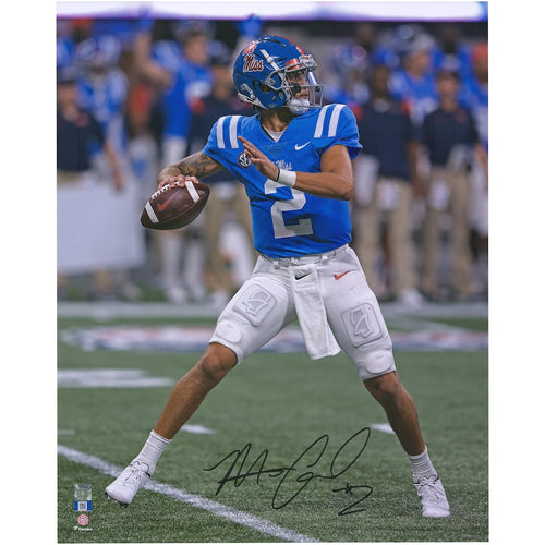 Matt Corral Ole Miss Rebels Autographed 16'' x 20'' Looking To Pass Photograph