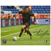 Aaron Long New York Red Bulls Autographed 8'' x 10'' Black Jersey Dribbling Photograph