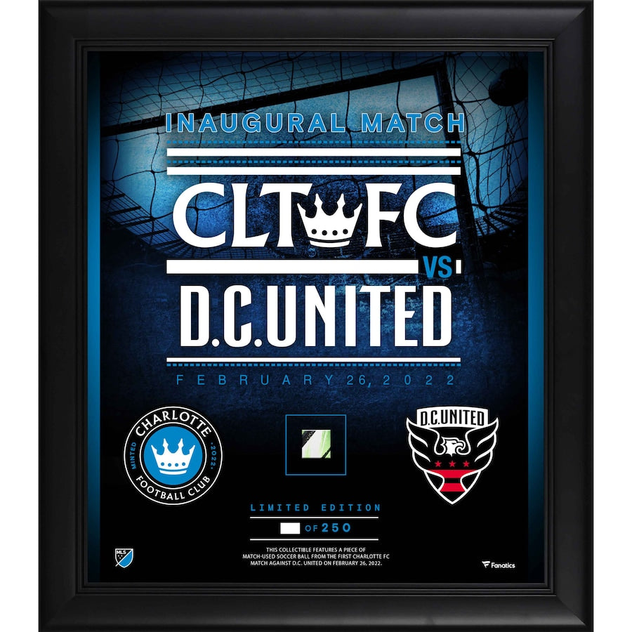 Charlotte FC 2022 Inaugural Match vs. D.C. United Framed 15'' x 17'' Collage with a Piece of Match-Used Soccer Ball - Limited Edition of 250