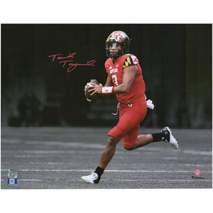 Taulia Tagovailoa Maryland Terrapins Autographed 11'' x 14'' On The Run Spotlight Photograph