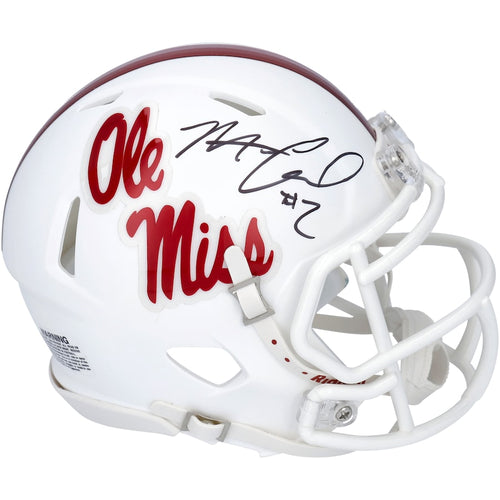 Matt Corral Ole Miss Rebels Autographed Riddell White Alternate Speed Mini Helmet