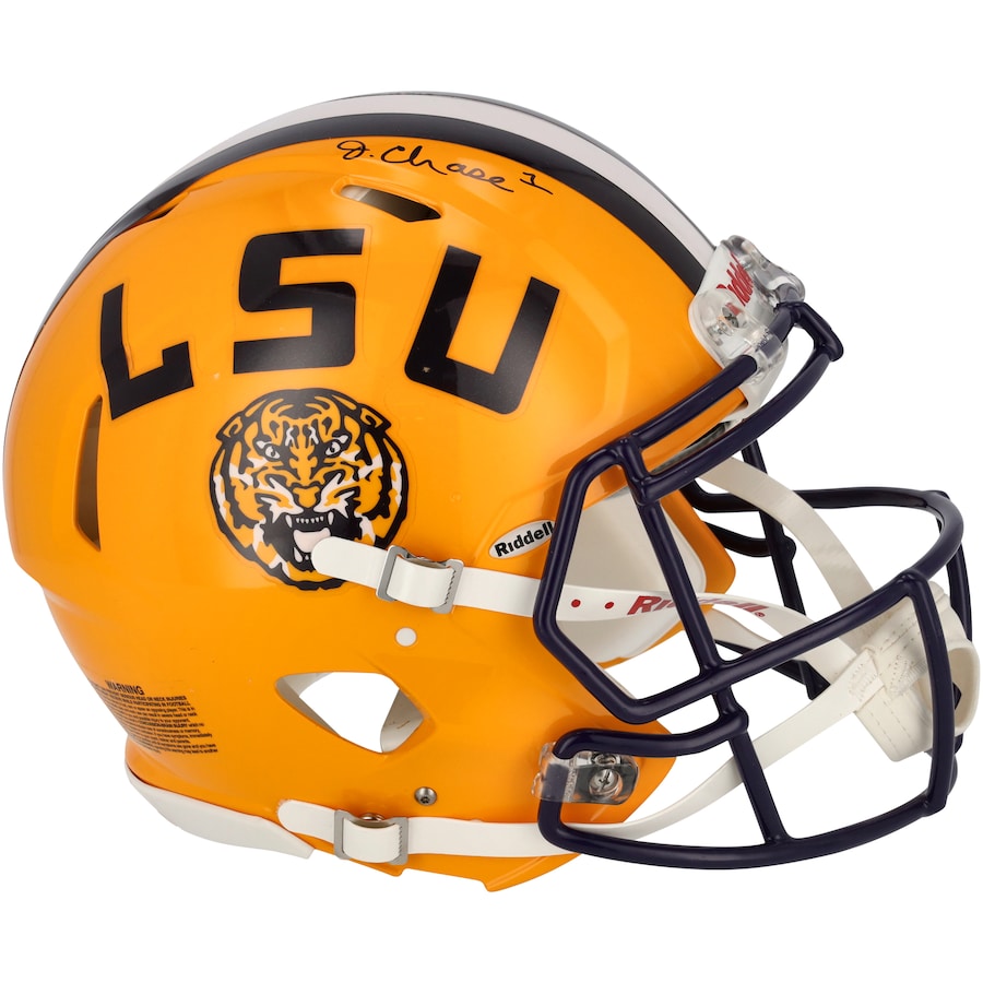 Ja'Marr Chase LSU Tigers Autographed Riddell Gold Speed Authentic Helmet
