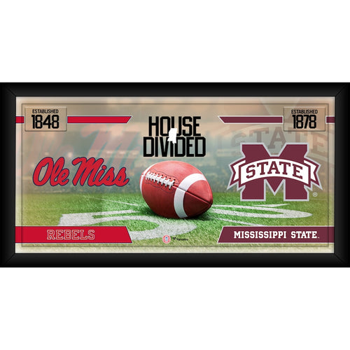 Ole Miss Rebels vs. Mississippi State Bulldogs Framed 10'' x 20'' House Divided Football Collage