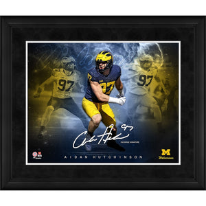 Aidan Hutchinson Michigan Wolverines Facsimile Signature Framed 16'' x 20'' Stars of the Game Collage
