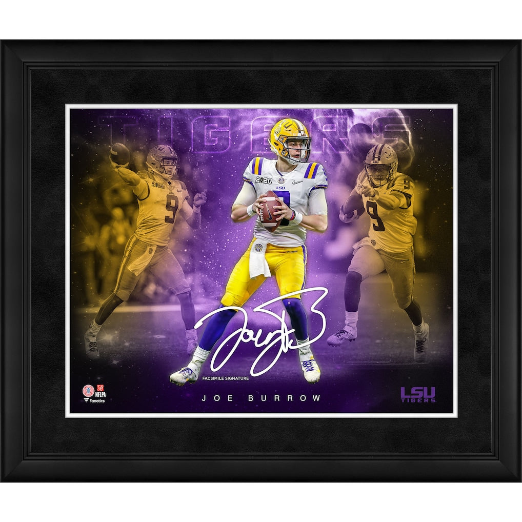 Joe Burrow LSU Tigers Facsimile Signature Framed 16'' x 20'' Stars of the Game Collage