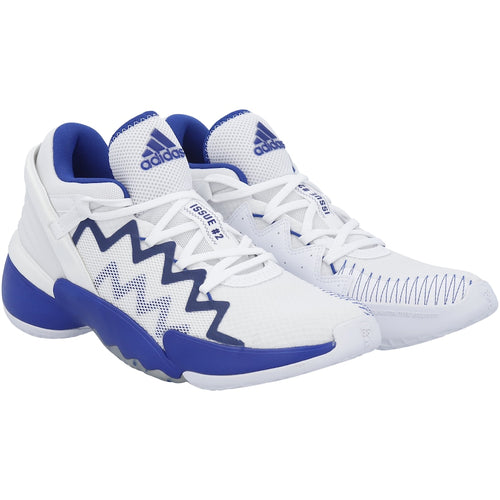 White and Blue Kansas Jayhawks Team-Issued Adidas Don 2 Shoes from the Basketball Program - Size 9.5