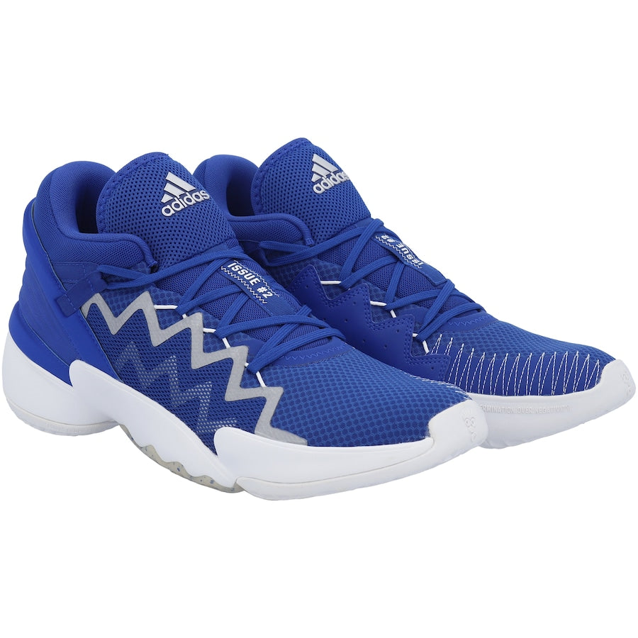 Blue and White Kansas Jayhawks Team-Issued Adidas Don 2 Shoes from the Basketball Program - Size 11