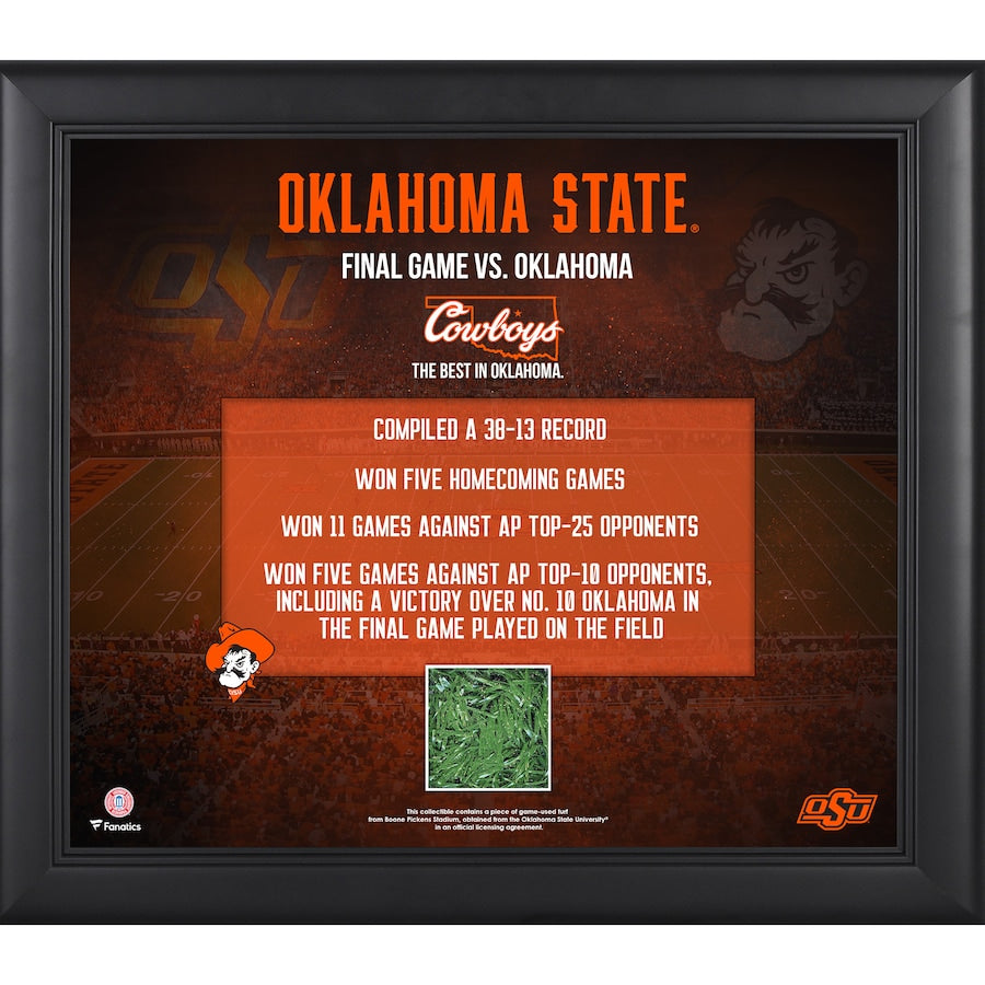 Oklahoma State Cowboys Framed 15'' x 17'' Boone Pickens with Game-Used Turf from Boone Pickens Stadium