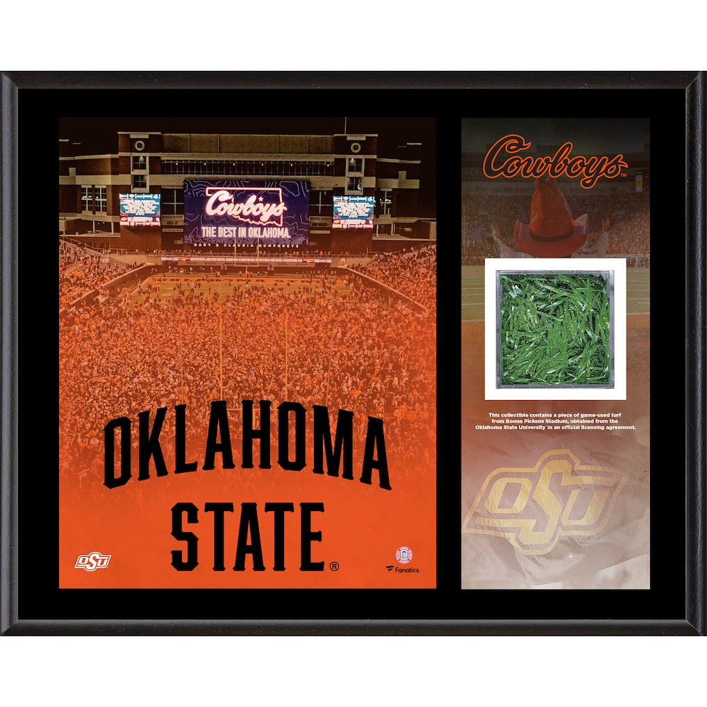 Oklahoma State Cowboys 12'' x 15'' Boone Pickens Stadium Sublimated Plaque with Game-Used Turf from Boone Pickens Stadium