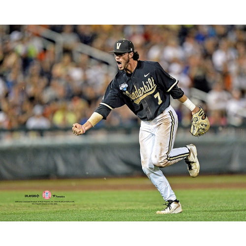 Dansby Swanson Vanderbilt Commodores Unsigned Celebrates Final Out During Game Three of the 2015 College World Series Championship Series Photograph