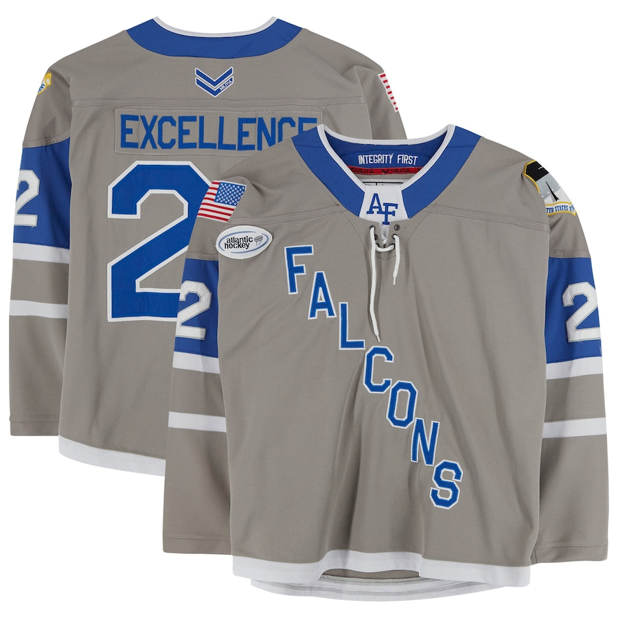 Air Force Falcons Team-Issued #22 Silver/Royal Jersey from the Hockey Program