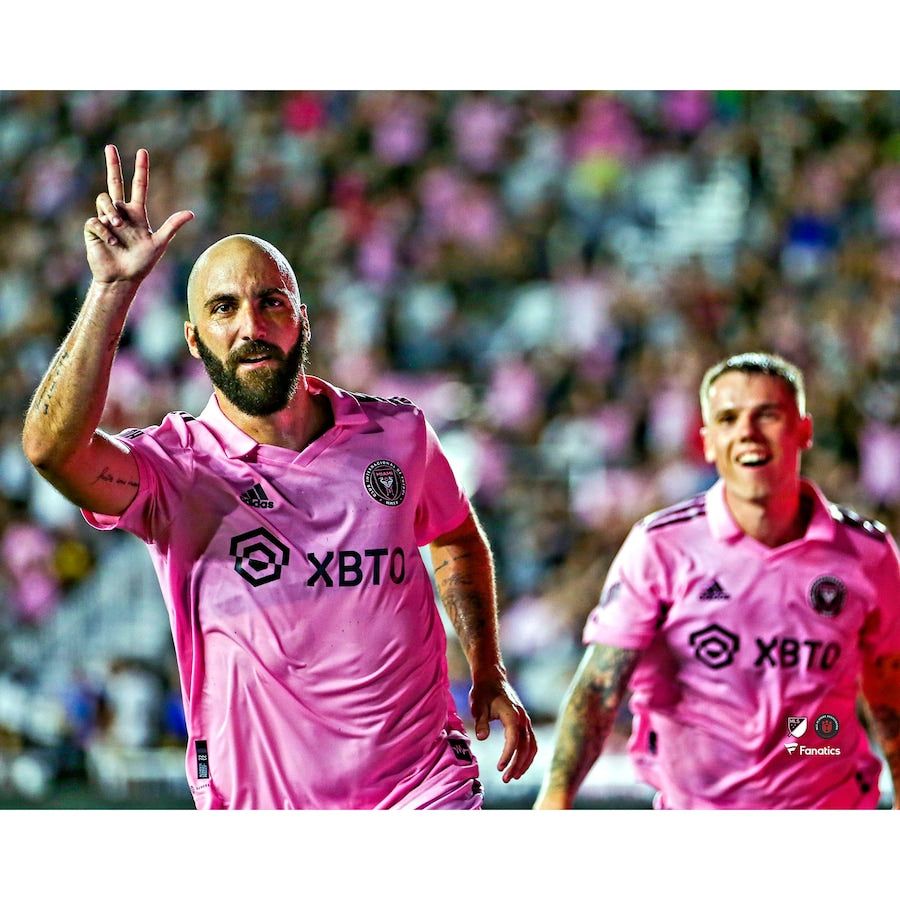 Gonzalo Higuain Inter Miami CF Unsigned Hat-Trick Celebration Photograph